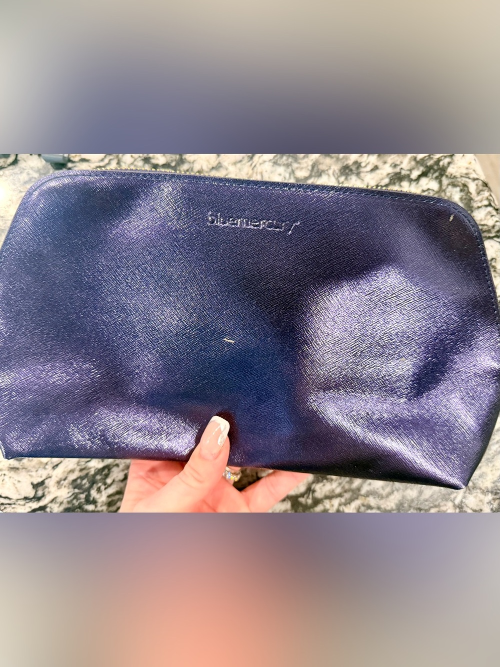 BLUEMERCURY Purple Metallic Cosmetic Clutch